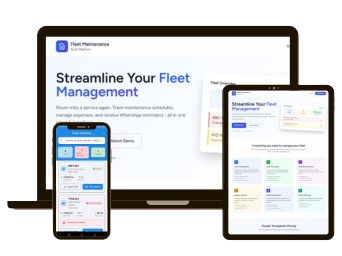 Fleetura fleet management dashboard showing mobile and web interface