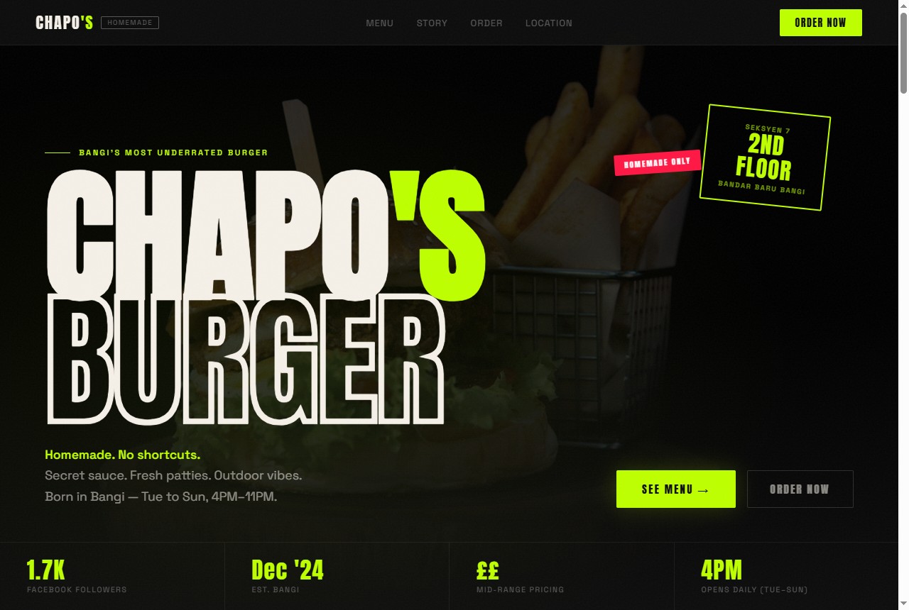 Chapo's Burger website